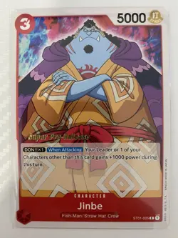 One Piece Card Game English Promo Super Pre-Release Gold Jinbe Straw Hat - Image 1