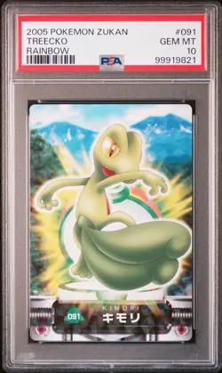 2005 CARDDASS POKEMON ADVANCED GENERATION ZUKAN CARD RAINBOW #091 TREECKO PSA 10 - Image 1