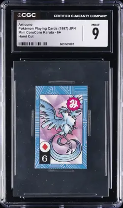 1997 POKEMON PLAYING CARDS JPN 6 OF DIAMONDS HAND CUT ARTICUNO CGC 9 - Image 1