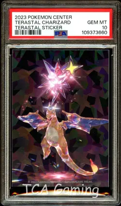 PSA 10 GEM MINT Terastal Charizard STICKER Pokemon Center Card CS3-660 - Image 1