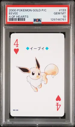 2000 POKEMON GOLD VERSION PLAYING CARDS 4 OF HEARTS #133 EEVEE PSA 10 - Image 1