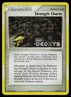 Pokemon Card - Strength Charm Deoxys 92/107 Reverse Holo Stamped - Image 1
