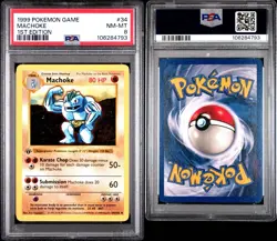 1999 Pokemon Game Base Set #34 MACHOKE 1st First Edition PSA 8 NM-MT TCG Card - Image 3