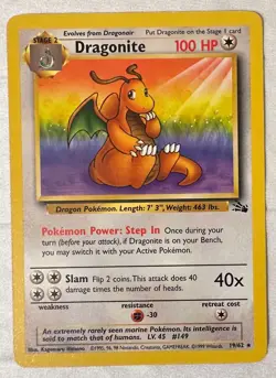 Pokemon Dragonite Fossil 19/62 Non-Holo Rare NM-MT - Image 1