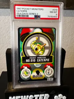 1997 Pokemon Pocket Monsters Sealdass Caterpie PSA 8 #010 - Image 1