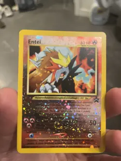 Pokemon TCG Entei Promo 34 Reverse Holo LP Swirl - Image 1
