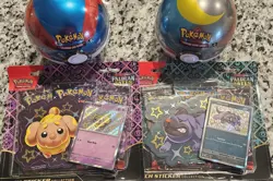 Pokemon Paldean Fates Tech Sticker Collection Maschiff (Lot of 2) 2 Pokeball Tin - Image 1