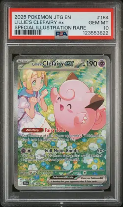 2025 POKEMON JTG EN-JOURNEY TOGETHER #184 LILLIE'S CLEFAIRY EX PSA 10 - Image 1