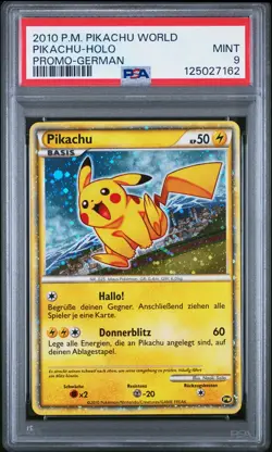 2010 POKEMON PIKACHU WORLD PROMO GERMAN PIKACHU-HOLO PSA 9 - Image 1