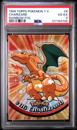 1999 TOPPS POKEMON TV RAINBOW FOIL #6 CHARIZARD PSA 4 - Image 1