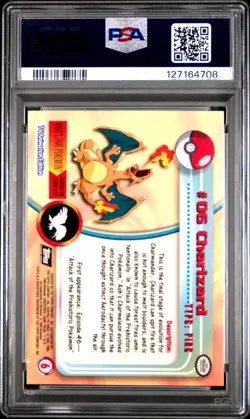1999 TOPPS POKEMON TV RAINBOW FOIL #6 CHARIZARD PSA 4 - Image 2