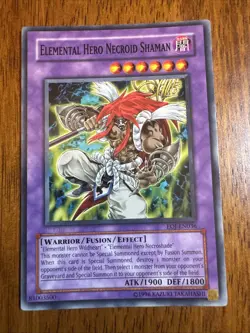 YuGiOh Error Faded 1st Edition Stamp Elemental Hero Necroid Shaman EOJ-EN036 - Image 1