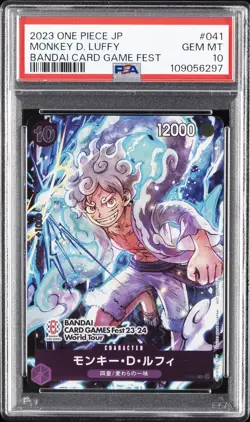 2023 ONE PIECE JAPANESE PROMOS BANDAI CARD GAME FEST #041 MONKEY D. LUFFY PSA 10 - Image 1