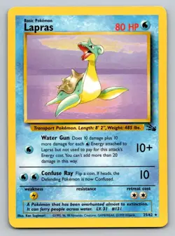 Lapras 25/62 Fossil Unlimited Non Holo Rare WotC 1999 Vintage Pokemon TCG Card - Image 1