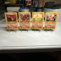 Team Rocket And Base Set Charmander And Dark Charmeleon. Vintage Pokemon Cards - Image 1