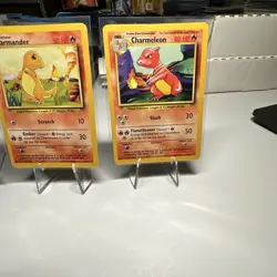 Team Rocket And Base Set Charmander And Dark Charmeleon. Vintage Pokemon Cards - Image 5