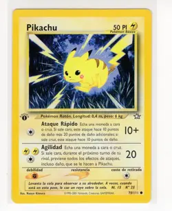 ~ESP~ SPANISH Pikachu 1st Edition Neo Genesis Light Play Pokemon Card (LB3) - Image 1