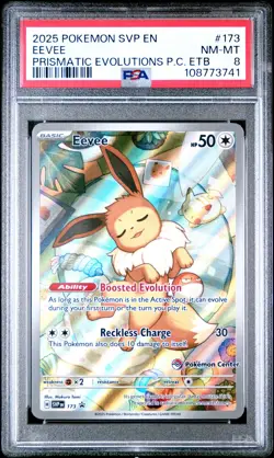 2025 POKEMON SVP EN-SV BLACK STAR PROMO #173 EEVEE PSA 8 - Image 1