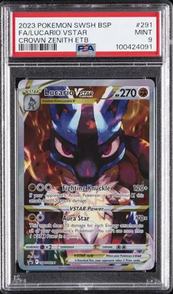 2023 POKEMON SWSH BLACK STAR PROMO #291 FULL ART/LUCARIO VSTAR PSA 9 - Image 1