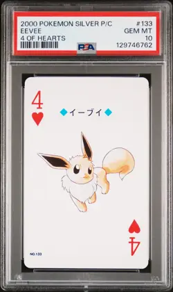 2000 POKEMON SILVER VERSION PLAYING CARDS 4 OF HEARTS #133 EEVEE PSA 10 - Image 1
