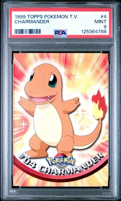 1999 TOPPS POKEMON TV #4 CHARMANDER PSA 9 - Image 1