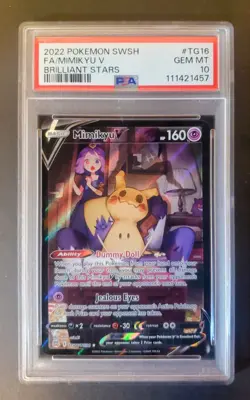Pokemon Mimikyu V TG16 PSA 10 Sword and Shield Brilliant Stars Gem Mint Full Art - Image 1
