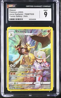 2022 POKEMON ASTRAL RADIANCE TRAINER GALLERY HOLO #TG08 KLEAVOR CGC 9 - Image 1