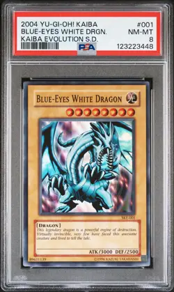 2004 YU-GI-OH! KAIBA EVOLUTION STARTER DECK #001 BLUE-EYES WHITE DRAGON PSA 8 - Image 1
