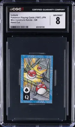 1997 POKEMON PLAYING CARDS JPN 6 OF SPADES HAND CUT VOLTORB CGC 8 - Image 1