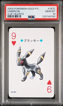 2000 POKEMON GOLD VERSION PLAYING CARDS 9 OF HEARTS #197C UMBREON PSA 10 - Image 1