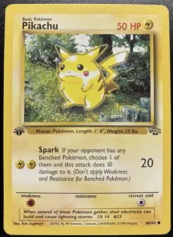 New! - 1999 Pokemon TCG Pikachu Card 60/64 Jungle 1st Edition - Image 1