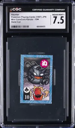 1997 POKEMON PLAYING CARDS JPN 10 OF CLUBS HAND CUT HAUNTER CGC 7.5 - Image 1