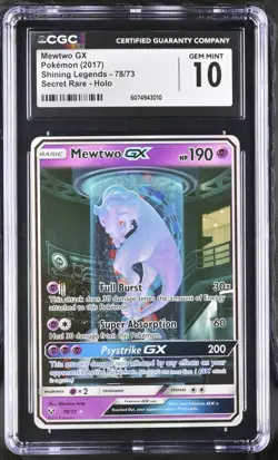 (PSA) CGC 10 Mewtwo Gx Shining Legends Full Alt Art Secret Holo Pokemon Card #78 - Image 1
