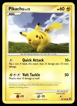 Pikachu 70/100 Pokemon Card Majestic Dawn Common 60 HP Lightly Played FD - Image 1