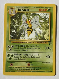 Beedrill 21/130 - Base Set 2 - Rare WOTC 2000 - Pokemon Card NM - 1¢ start! - Image 1