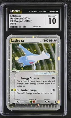 CGC 10 GEM MINT Latios ex 2003 EX Dragon 94/97 Holo SWIRL Pokemon Card - Image 1