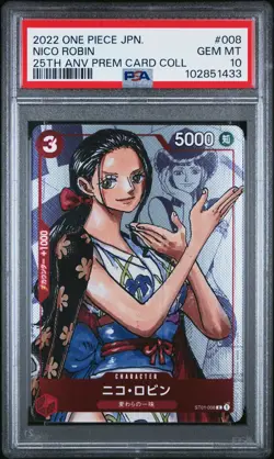 2022 ONE PIECE JPN 25TH ANV PREM CARD COLL #008 NICO ROBIN PSA 10 - Image 1
