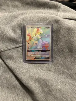 Pokemon Mewtwo GX Holo Card Rainbow Secret Rare Shining Legends - Image 1