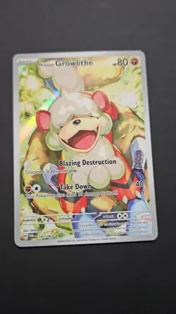 Pokemon TCG Hisuian Growlithe Twilight Masquerade Full Art Holo Card 181/167 - Image 1