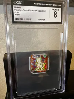 1998 Pokemon Game Boy GB Pocket Mini Card Mewtwo Prism CGC 8 None Higher #150 - Image 1