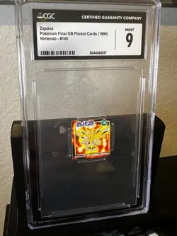 1998 Pokemon Game Boy GB Pocket Mini Card Zapdos CGC 9 POP 1 None Higher #145 - Image 1