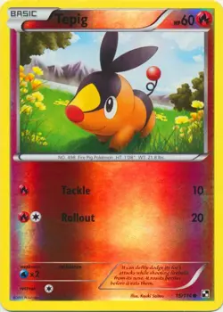 Tepig 15/114 Reverse Holo Black and White Pokemon Card LP - Image 1