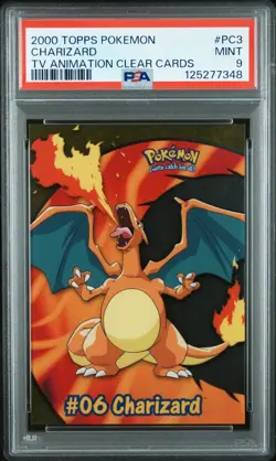 2000 TOPPS POKEMON TV ANIMATION CLEAR CARDS #PC3 CHARIZARD PSA 9 - Image 1