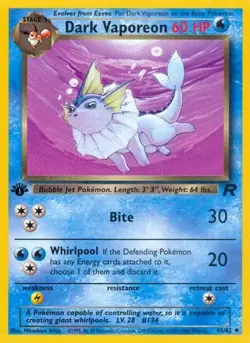 Heavily Played, English Pokemon Regular Dark Vaporeon - 45/82 - Uncommon - 1st E - Image 1