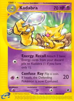 Heavily Played, English Pokemon Regular Kadabra - 84/165 - Uncommon Expedition - Image 1