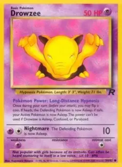 Damaged, English Pokemon Regular Drowzee - 54/82 - Common - Unlimited Edition Te - Image 1