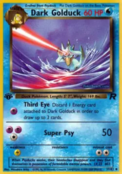 Heavily Played, English Pokemon Regular Dark Golduck - 37/82 - Uncommon - 1st Ed - Image 1