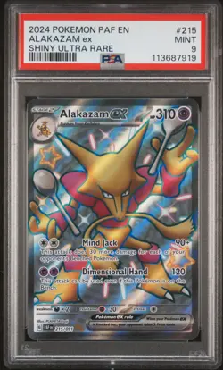 2024 POKEMON PAF EN-PALDEAN FATES SHINY ULTRA RARE #215 ALAKAZAM EX PSA 9 - Image 1