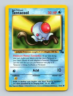 Tentacool 56/62 Pokemon Fossil Regular Common LP - Image 1
