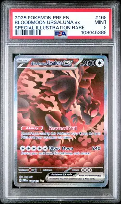 2025 POKEMON PRE EN-PRISMATIC EVOLUTIONS #168 BLOODMOON URSALUNA EX PSA 9 - Image 1